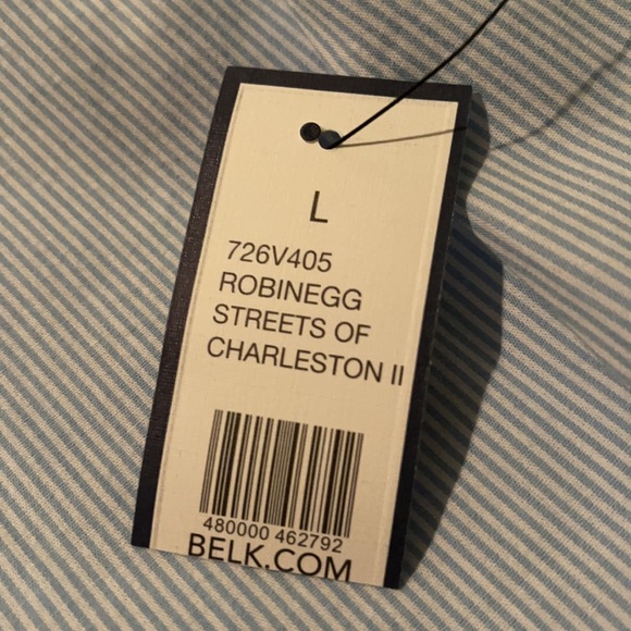 Crown & Ivy Button Up Shirt Sz L Blue White  Pinstripe Drawstring Waist NWT - Picture 12 of 15